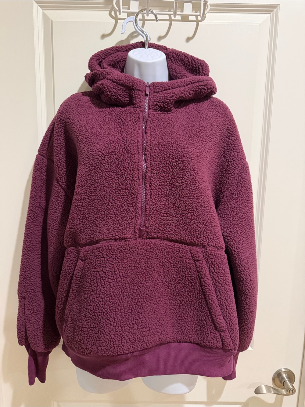 all in motion Burgundy Half-Zip Sherpa Hoodie